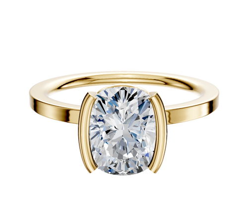 14K Yellow Gold Bezel Half Bezel North/South Classic Flat 1.5mm Engagement Ring