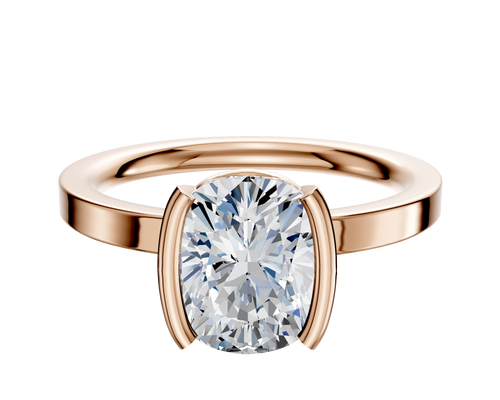 14K Rose Gold Bezel Half Bezel North/South Classic Flat 2.0mm Engagement Ring