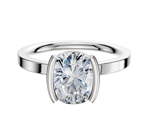 14K White Gold Bezel Half Bezel North/South Classic Flat 2.0mm Engagement Ring