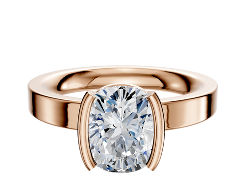 18K Rose Gold Bezel Half Bezel North/South Classic Flat 3.0mm Engagement Ring