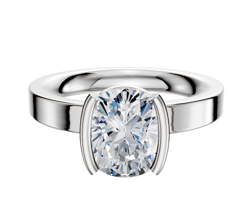 14K White Gold Bezel Half Bezel North/South Classic Flat 3.0mm Engagement Ring