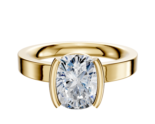 14K Yellow Gold Bezel Half Bezel North/South Classic Flat 3.0mm Engagement Ring