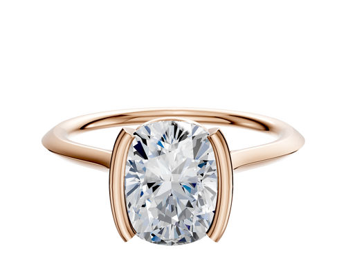 14K Rose Gold Bezel Half Bezel North/South Cathedral Knife Edge 1.5mm Engagement Ring