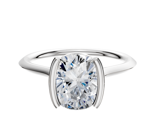 Platinum Bezel Half Bezel North/South Cathedral Knife Edge 1.5mm Engagement Ring