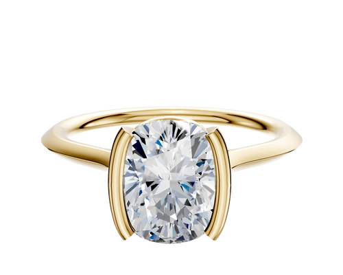 14K Yellow Gold Bezel Half Bezel North/South Cathedral Knife Edge 1.5mm Engagement Ring