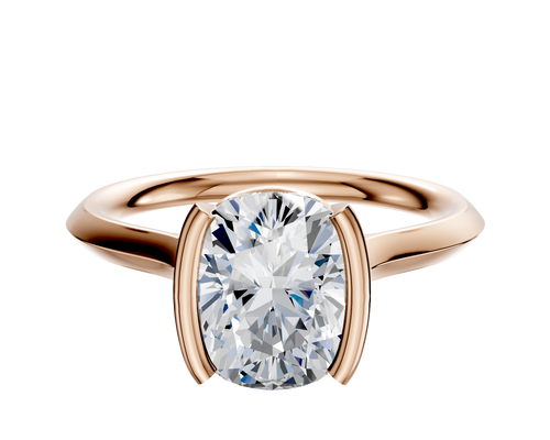 14K Rose Gold Bezel Half Bezel North/South Cathedral Knife Edge 2.0mm Engagement Ring