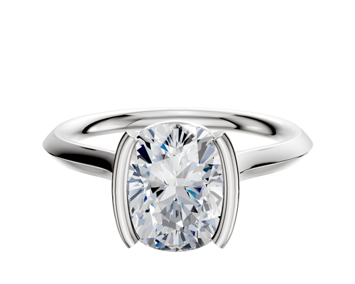14K White Gold Bezel Half Bezel North/South Cathedral Knife Edge 2.0mm Engagement Ring