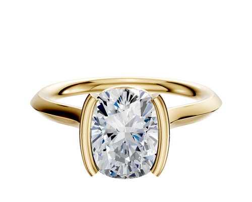 18K Yellow Gold Bezel Half Bezel North/South Cathedral Knife Edge 2.0mm Engagement Ring