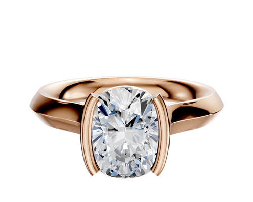 18K Rose Gold Bezel Half Bezel North/South Cathedral Knife Edge 3.0mm Engagement Ring