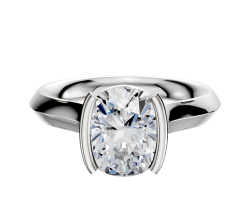 18K White Gold Bezel Half Bezel North/South Cathedral Knife Edge 3.0mm Engagement Ring