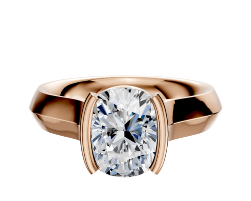 18K Rose Gold Bezel Half Bezel North/South Cathedral Knife Edge 4.0mm Engagement Ring