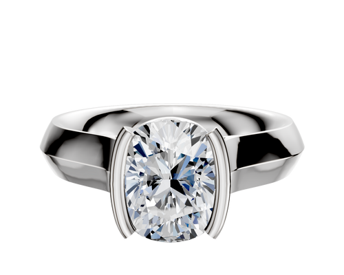 14K White Gold Bezel Half Bezel North/South Cathedral Knife Edge 4.0mm Engagement Ring