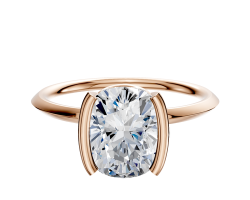 14K Rose Gold Bezel Half Bezel North/South Classic Knife Edge 1.5mm Engagement Ring