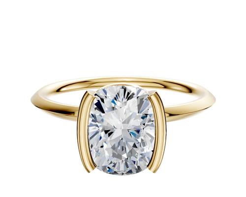 14K Yellow Gold Bezel Half Bezel North/South Classic Knife Edge 1.5mm Engagement Ring