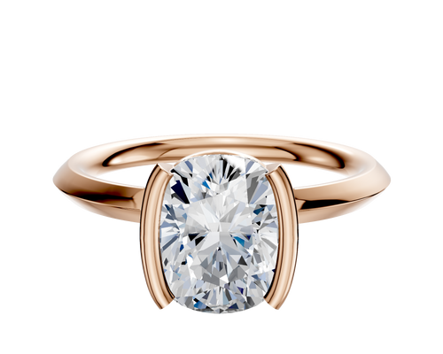 14K Rose Gold Bezel Half Bezel North/South Classic Knife Edge 2.0mm Engagement Ring