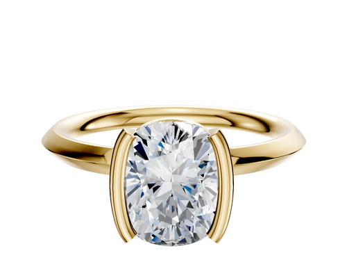 18K Yellow Gold Bezel Half Bezel North/South Classic Knife Edge 2.0mm Engagement Ring