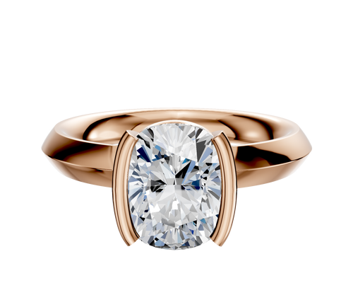 14K Rose Gold Bezel Half Bezel North/South Classic Knife Edge 3.0mm Engagement Ring