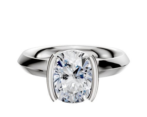 14K White Gold Bezel Half Bezel North/South Classic Knife Edge 3.0mm Engagement Ring