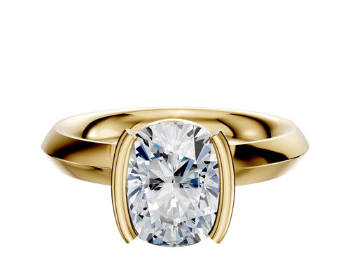 18K Yellow Gold Bezel Half Bezel North/South Classic Knife Edge 3.0mm Engagement Ring