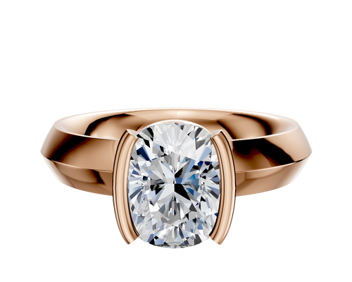 14K Rose Gold Bezel Half Bezel North/South Classic Knife Edge 4.0mm Engagement Ring