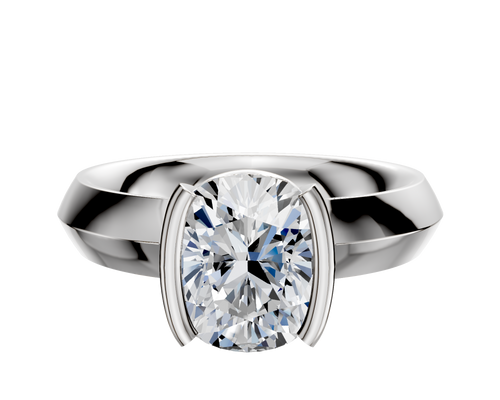 18K White Gold Bezel Half Bezel North/South Classic Knife Edge 4.0mm Engagement Ring