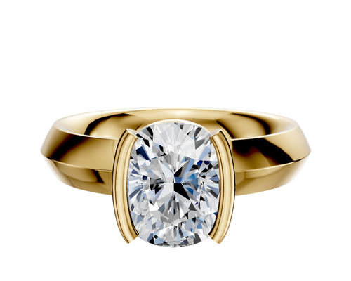 18K Yellow Gold Bezel Half Bezel North/South Classic Knife Edge 4.0mm Engagement Ring