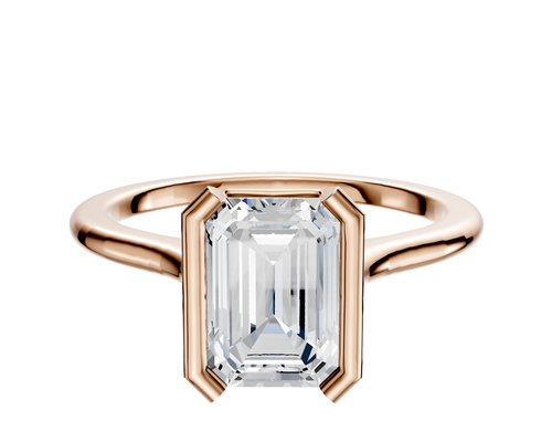 18K Rose Gold Bezel Half Bezel North/South Cathedral Dome 1.5mm Engagement Ring