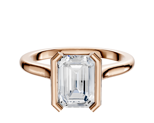 14K Rose Gold Bezel Half Bezel North/South Cathedral Dome 2.0mm Engagement Ring