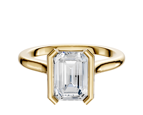 18K Yellow Gold Bezel Half Bezel North/South Cathedral Dome 2.0mm Engagement Ring
