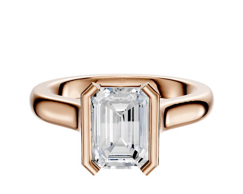 14K Rose Gold Bezel Half Bezel North/South Cathedral Dome 3.0mm Engagement Ring