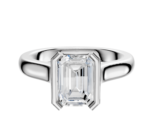 14K White Gold Bezel Half Bezel North/South Cathedral Dome 3.0mm Engagement Ring