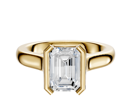 18K Yellow Gold Bezel Half Bezel North/South Cathedral Dome 3.0mm Engagement Ring
