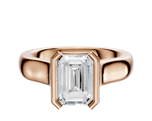 14K Rose Gold Bezel Half Bezel North/South Cathedral Dome 4.0mm Engagement Ring