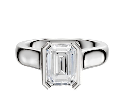 14K White Gold Bezel Half Bezel North/South Cathedral Dome 4.0mm Engagement Ring