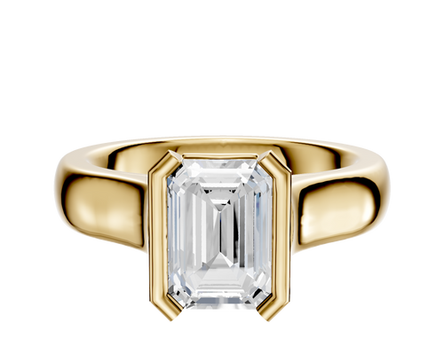 14K Yellow Gold Bezel Half Bezel North/South Cathedral Dome 4.0mm Engagement Ring