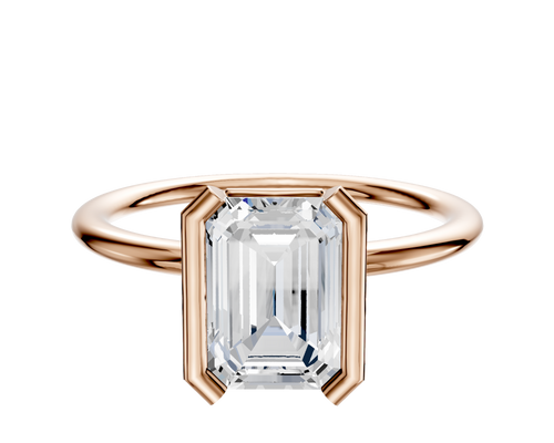 18K Rose Gold Bezel Half Bezel North/South Classic Dome 1.5mm Engagement Ring