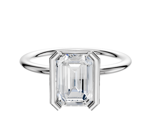 Platinum Bezel Half Bezel North/South Classic Dome 1.5mm Engagement Ring