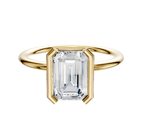 14K Yellow Gold Bezel Half Bezel North/South Classic Dome 1.5mm Engagement Ring
