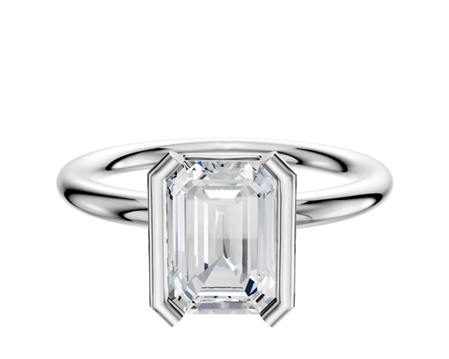 18K White Gold Bezel Half Bezel North/South Classic Dome 2.0mm Engagement Ring
