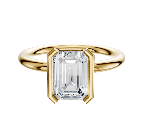 18K Yellow Gold Bezel Half Bezel North/South Classic Dome 2.0mm Engagement Ring