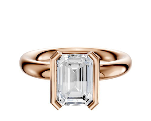 18K Rose Gold Bezel Half Bezel North/South Classic Dome 3.0mm Engagement Ring