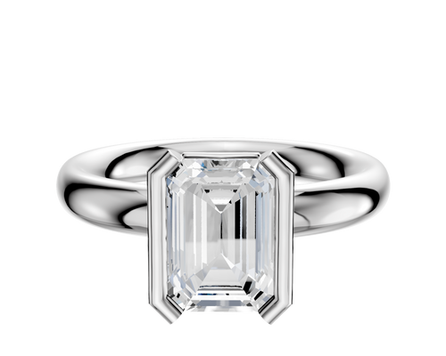 18K White Gold Bezel Half Bezel North/South Classic Dome 3.0mm Engagement Ring