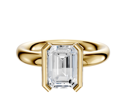18K Yellow Gold Bezel Half Bezel North/South Classic Dome 3.0mm Engagement Ring