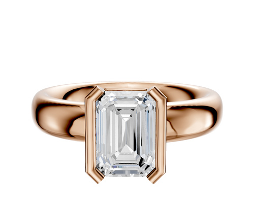 14K Rose Gold Bezel Half Bezel North/South Classic Dome 4.0mm Engagement Ring