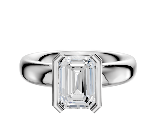 Platinum Bezel Half Bezel North/South Classic Dome 4.0mm Engagement Ring