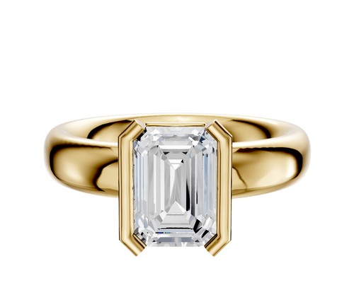 14K Yellow Gold Bezel Half Bezel North/South Classic Dome 4.0mm Engagement Ring