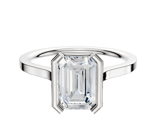 18K White Gold Bezel Half Bezel North/South Cathedral Flat 1.5mm Engagement Ring