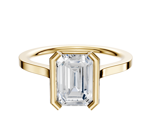 14K Yellow Gold Bezel Half Bezel North/South Cathedral Flat 1.5mm Engagement Ring