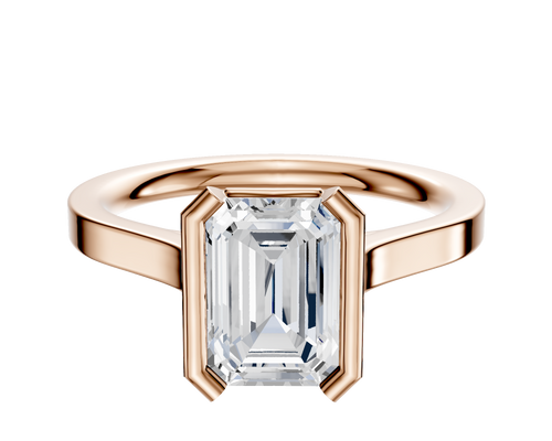 18K Rose Gold Bezel Half Bezel North/South Cathedral Flat 2.0mm Engagement Ring