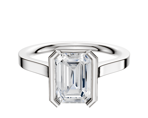 18K White Gold Bezel Half Bezel North/South Cathedral Flat 2.0mm Engagement Ring
